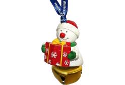 Сувенирный колокольчик Mister Christmas Снеговик с подарком (цвет: золотой)