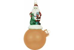 Подвеска Санта Клаус на шаре (цвет: оранжевый, матовый, 11 см)