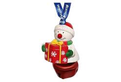 Сувенирный колокольчик Mister Christmas Снеговик с подарком (цвет: красный)