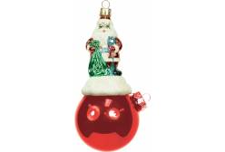 Подвеска Mister Christmas Санта Клаус на шаре (цвет: красный, глянцевый, 11 см)