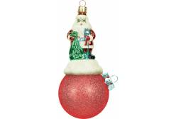 Подвеска Mister Christmas Санта Клаус на шаре (цвет: красный, текстурный, 15 см)