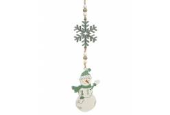 Новогоднее подвесное украшение Снеговик со снежинкой, 24x0,5x7,2 см