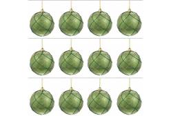 Набор новогодних украшений Шар. Алмазная сетка, цвет: зеленый, 8 см, 12 штук