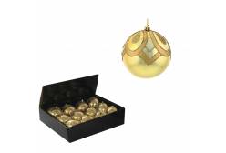 Набор новогодних украшений Шар Золотой вензель, 10 см, 12 штук