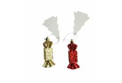 Новогоднее подвесное украшение Конфеты золотые и красные, 2,5x1,8x9 см