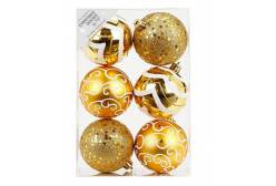 Набор ёлочных шаров, 8 см, золотой, 6 штук