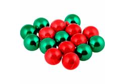 Набор елочных шаров, 4 см, цвет: красный, зеленый, 16 штук