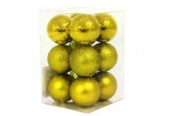 Набор пластиковых шаров, 50 мм, 12 штук, цвет: золотой