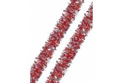 Новогодняя мишура Красная с серебристыми вставками, 9 см, 200 см