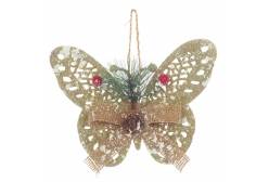 Украшение новогоднее Бабочка, цвет: золото, 16x3x12 см