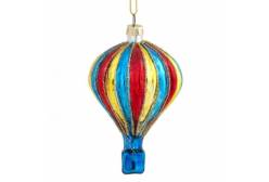Украшение елочное Воздушный шар. Красные, синие, золотые полосы, 6х9,6 см