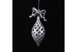 Новогоднее подвесное елочное украшение из пластика, серебро, 16x8 см, арт. 30632