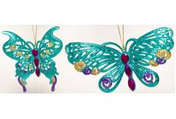 Новогоднее подвесное украшение Бабочки голубые, 13,3 см, арт. 35073