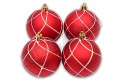 Набор матовых елочных шаров Кружевная зима, 8 см, 4 штуки (красный)