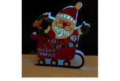 Новогоднее украшение Елочная подвеска с подсветкой. Дедушка Мороз на санях, 13x15 см