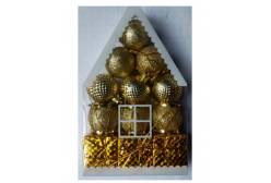 Набор новогодних украшений Новогодний домик, 4 см, 12 штук, золотой