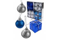 Набор новогодних украшений Новогодний микс, синий, серебро, 3 см