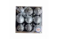 Набор новогодних подвесных украшений Серебряные шары, 6x6x6 см, 9 штук, арт. 87305