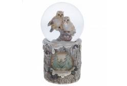 Фигурка декоративная в стеклянном шаре Птичка, с подсветкой, 8 см
