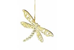 Новогоднее подвесное елочное украшение Стрекоза золотая, 10,5x0,5x6,5 см, арт. 86724