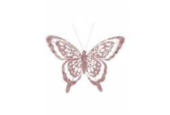 Новогоднее ёлочное украшение Бабочка в розовом, 18,5x14x1 см, арт. 87523