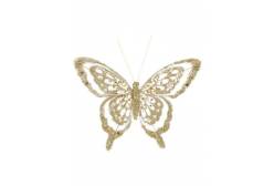Новогоднее ёлочное украшение Бабочка в золоте, 18,5x14x1 см, арт. 87521