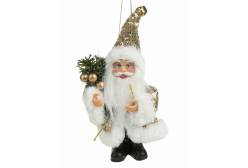 Новогодняя подвесная фигурка Дед Мороз в золотистой шубке, 9x5x13 см, арт. 86571
