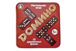 Игра настольная деревянная Домино (жестяная коробочка)