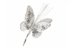 Новогоднее ёлочное украшение Серебряная бабочка, арт. 87460