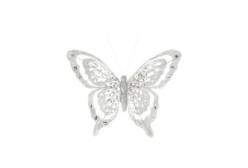 Новогоднее ёлочное украшение Бабочка в серебре, 18,5x14x1 см, арт. 87524