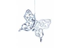 Новогоднее подвесное украшение Бабочка в серебре, 9,5x0,2x8,5 см, арт. 86736