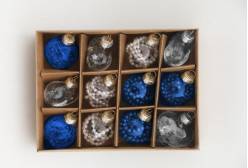 Набор новогодних подвесных украшений Зимняя палитра, из стекла, 12 штук, арт. 87270
