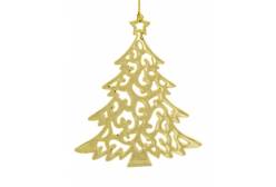 Новогоднее подвесное украшение Ёлочка резная в золоте, 12x10x0,3 см, арт. 86735