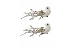 Набор новогодних ёлочных украшений Птички белые, 2 штуки, арт. 87515