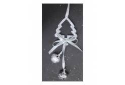 Новогоднее подвесное украшение Серебряная елочка с колокольчиком, 5,5 см