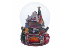 Фигурка декоративная в стеклянном шаре Дед Мороз, с музыкой, 15 см