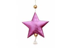 Новогоднее подвесное украшение Блестящая розовая звездочка, 10,5x1,5x28 см, арт. 86367