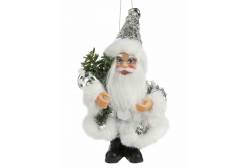 Новогодняя подвесная фигурка Дед Мороз в серебристой шубке, 9x5x13 см, арт. 86570
