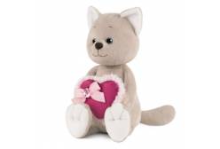 Мягкая игрушка Романтичный котик с розовым сердечком, 25 см