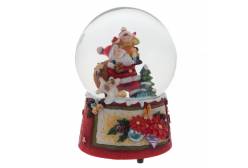 Фигурка декоративная в стеклянном шаре Санта, с музыкой, 10х10,5х14,5 см
