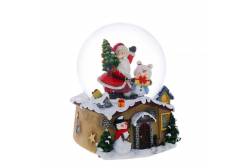 Фигурка декоративная в стеклянном шаре Санта, музыкальная