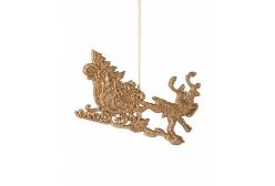 Новогоднее подвесное украшение Сани в золоте, 14,5x0,2x7,5 см, арт. 86787