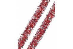 Новогодняя мишура Красная с серебром, 7,5x200 см