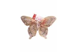 Новогоднее ёлочное украшение Бабочка в розовом, на клипсе, 18,5x14x1 см, арт. 88071
