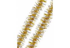 Новогодняя мишура Серебро со светлым золотом, 9x200 см