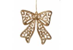 Новогоднее подвесное елочное украшение Бантик золотой, арт. 86774