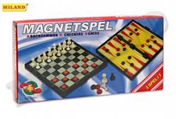 Шахматы, нарды, шашки магнитные пластиковые 3 в 1 (поле 19 см)