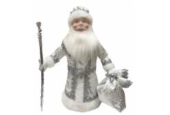 Игрушка-кукла мягконабивная Дед Мороз, 40 см, цвет: серебряный