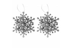Декоративные подвески Снежинка №7, 10х10 см, цвет: серебристый, 2 штуки
