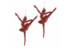 Декоративные подвески Балерина, 9х14 см, цвет: красный, 2 штуки